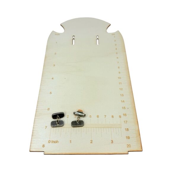 Antique 925 Sterling Silver Men's Cufflinks Abalone Mother Of Pearl Rectangle - Picture 16 of 16